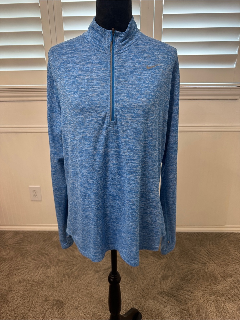 Nike Blue Heathered Half-Zip Performance Top